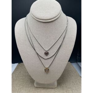 Brighton Rendezvous Triple Strand Heart Two Tone Necklace 18"